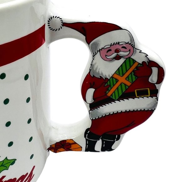 Vintage "Merry Christmas" Ceramic Coffee Mug With Santa Handle Made in Japan - Picture 3 of 9